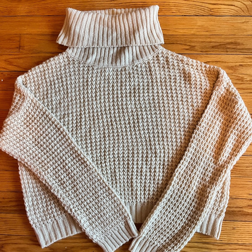 Cropper Waffle Knit Sweater